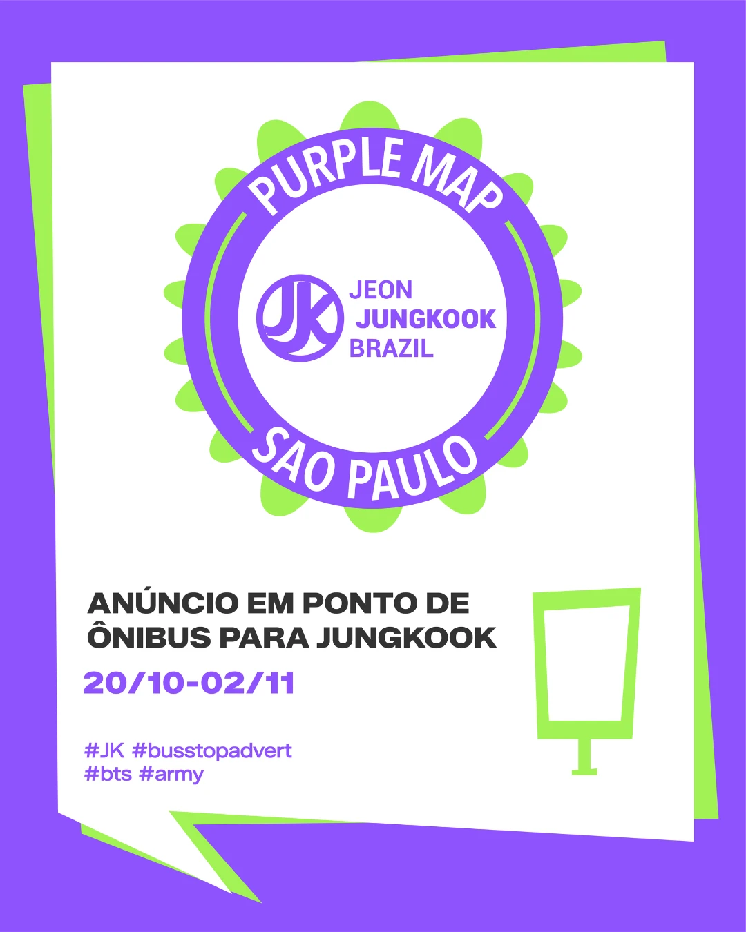 Anúncio em ponto de ônibus para Jungkook